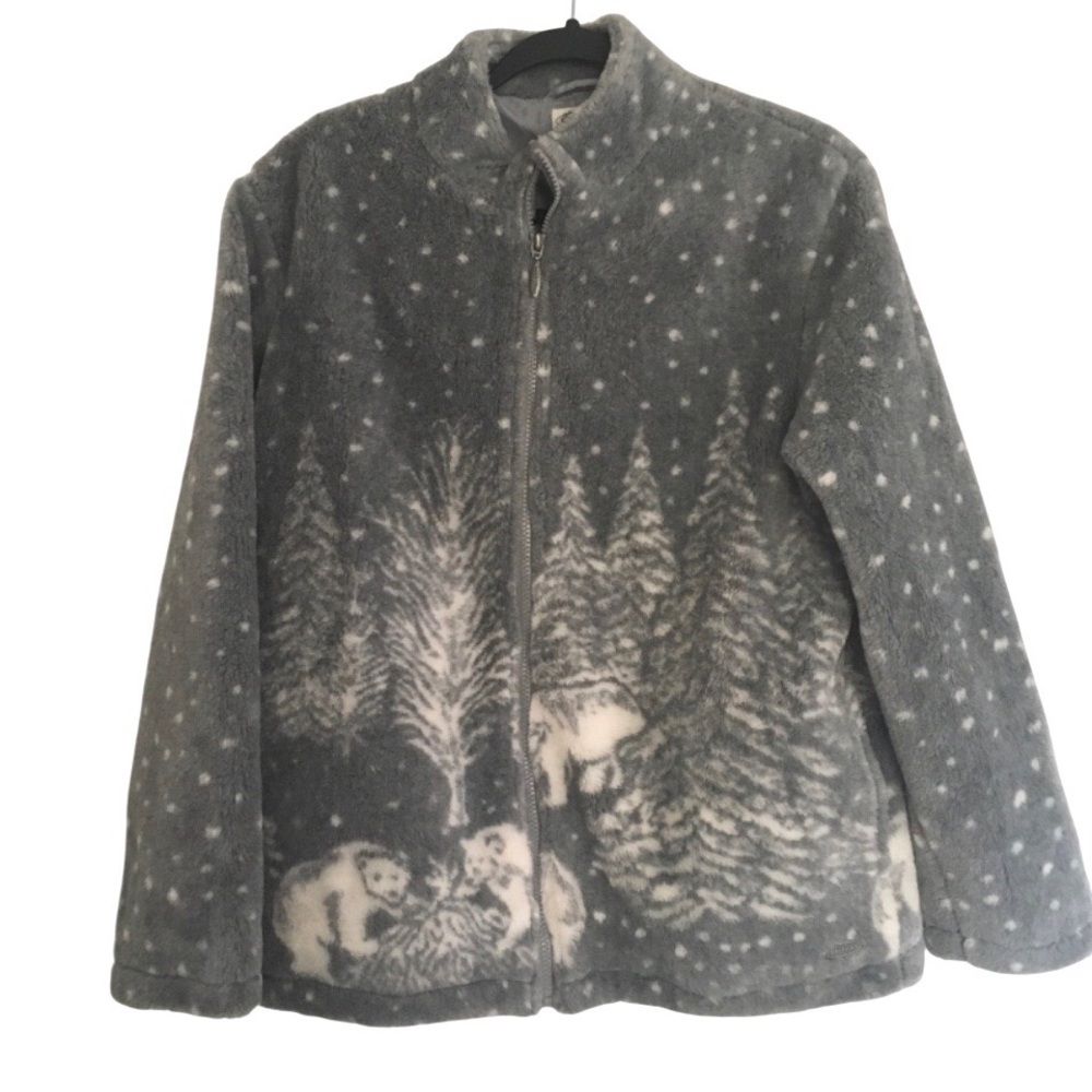 Vintage Fleece Jacket Northern Reflections Soft Thick Polar Bears Winter Coat M